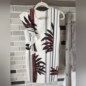 Zara Palm Asymmetrical Dress